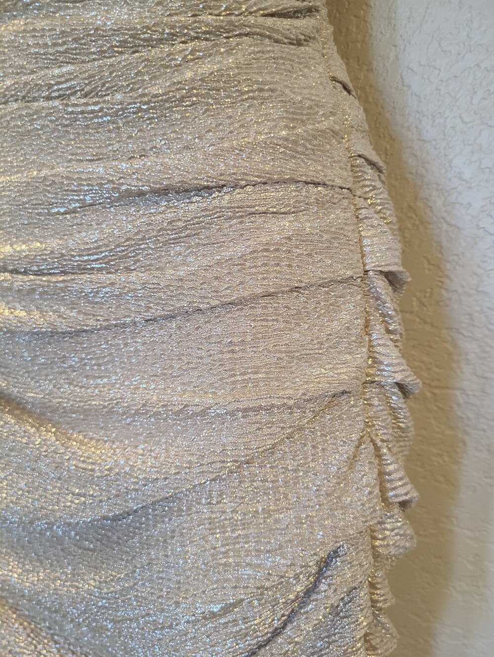 EXPRESS Ruffled One-Shoulder Ruched Metallic Bodycon Mini Dress Cocktail Sparkle - Picture 7 of 9